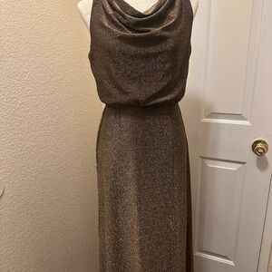 New Directions Metallic Brown Maxi Dress